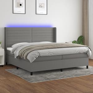 VidaXL Boxspring met matras en LED stof donkergrijs 200x200 cm