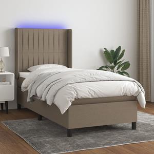 VidaXL Boxspring met matras en LED stof taupe 80x200 cm