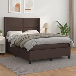 VidaXL Boxspring met matras kunstleer bruin 140x190 cm