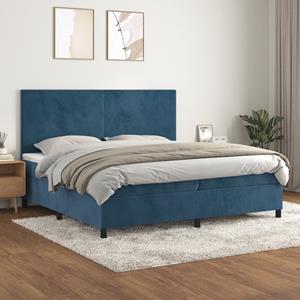 VidaXL Boxspring met matras fluweel donkerblauw 200x200 cm