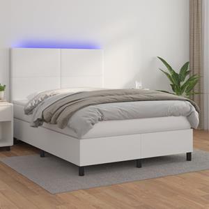 VidaXL Boxspring met matras en LED kunstleer zwart 140x190 cm