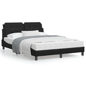 VidaXL Bed met matras kunstleer zwart 140x190 cm