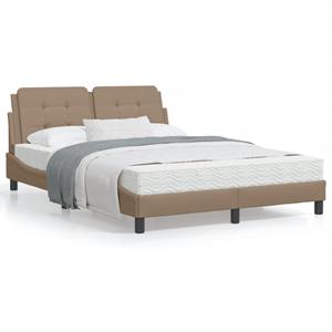 VidaXL Bed met matras kunstleer cappuccinokleurig 140x190 cm