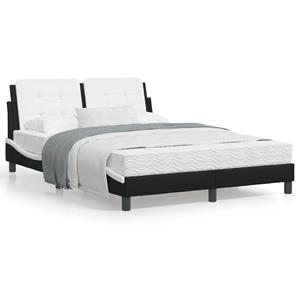 VidaXL Bed met matras kunstleer zwart en wit 140x190 cm