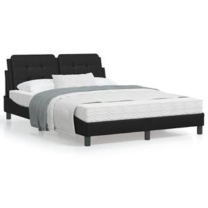 VidaXL Bed met matras kunstleer zwart 140x200 cm
