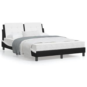 VidaXL Bed met matras kunstleer zwart en wit 140x200 cm