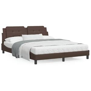 VidaXL Bed met matras kunstleer bruin 160x200 cm