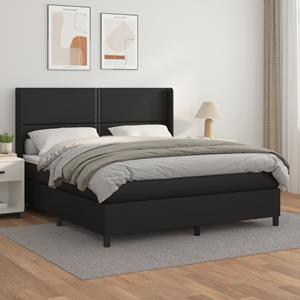 VidaXL Boxspring met matras kunstleer zwart 160x200 cm