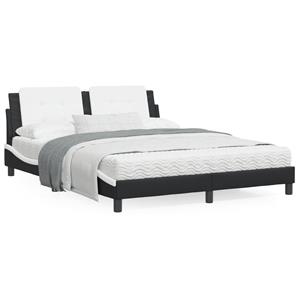 VidaXL Bed met matras kunstleer zwart en wit 160x200 cm
