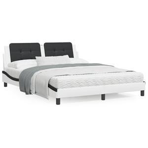 VidaXL Bed met matras kunstleer wit en zwart 160x200 cm