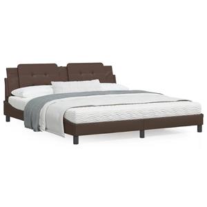 VidaXL Bed met matras kunstleer bruin 180x200 cm