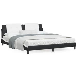 VidaXL Bed met matras kunstleer zwart en wit 180x200 cm
