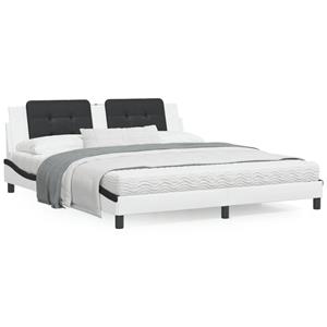 VidaXL Bed met matras kunstleer wit en zwart 180x200 cm