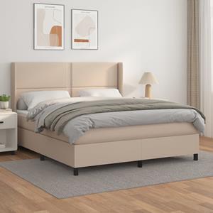 VidaXL Boxspring met matras kunstleer cappuccinokleurig 160x200 cm