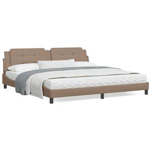 VidaXL Bed met matras kunstleer cappuccinokleurig 200x200 cm