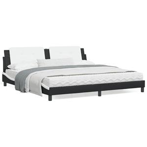VidaXL Bed met matras kunstleer zwart en wit 200x200 cm