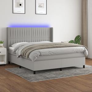 VidaXL Boxspring met matras en LED stof lichtgrijs 160x200 cm