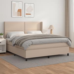 VidaXL Boxspring met matras kunstleer cappuccinokleurig 180x200 cm