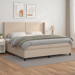 VidaXL Boxspring met matras kunstleer cappuccinokleurig 200x200 cm