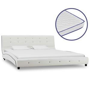 VidaXL Bed met traagschuim matras kunstleer wit 160x200 cm