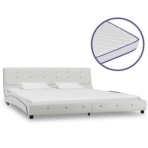 VidaXL Bed met traagschuim matras kunstleer wit 180x200 cm