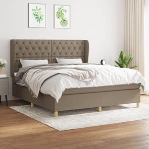 VidaXL Boxspring met matras stof taupe 160x200 cm