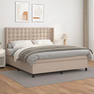 VidaXL Boxspring met matras kunstleer cappuccinokleurig 160x200 cm