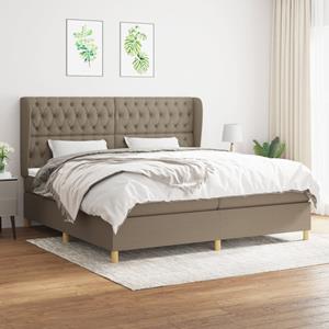 VidaXL Boxspring met matras stof taupe 200x200 cm