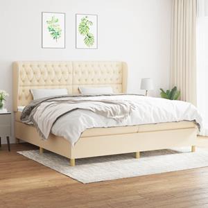 VidaXL Boxspring met matras stof crèmekleurig 200x200 cm