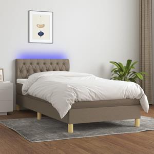 VidaXL Boxspring met matras en LED stof taupe 100x200 cm