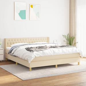 VidaXL Boxspring met matras stof crèmekleurig 180x200 cm