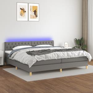 VidaXL Boxspring met matras en LED stof donkergrijs 200x200 cm