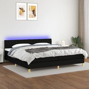 VidaXL Boxspring met matras en LED stof zwart 200x200 cm