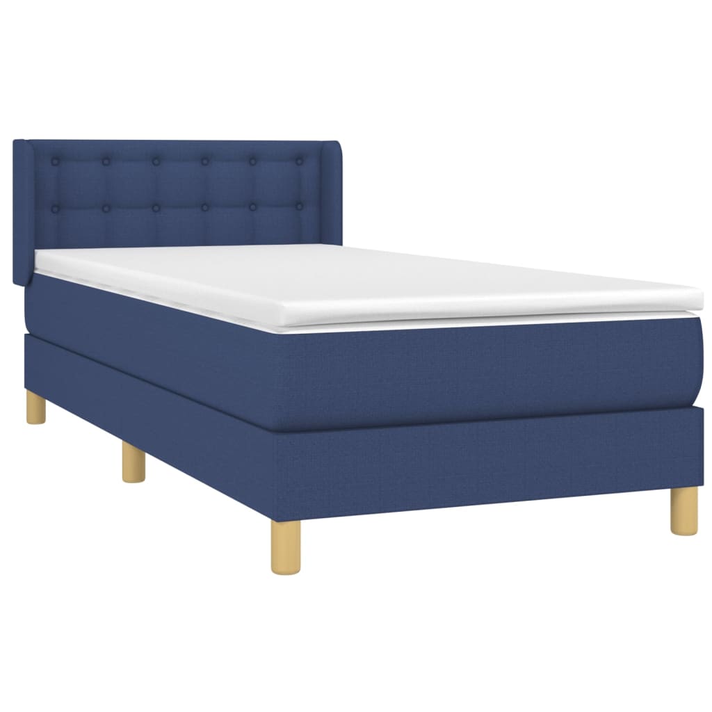 vidaXL Boxspring met matras stof blauw 100x200 cm