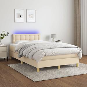 VidaXL Boxspring met matras en LED stof crèmekleurig 120x200 cm