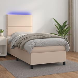 VidaXL Boxspring met matras en LED kunstleer cappuccinokleur 80x200 cm