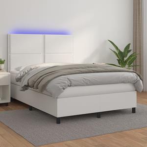 VidaXL Boxspring met matras en LED kunstleer zwart 140x190 cm