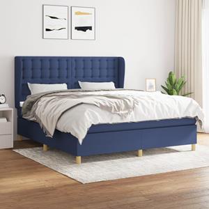 VidaXL Boxspring met matras stof blauw 160x200 cm