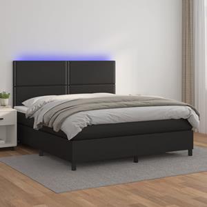 VidaXL Boxspring met matras en LED kunstleer zwart 160x200 cm