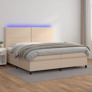 VidaXL Boxspring met matras en LED kunstleer cappuccinokleur 200x200cm