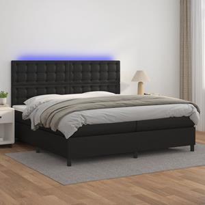 VidaXL Boxspring met matras en LED kunstleer zwart 200x200 cm