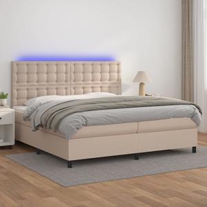 VidaXL Boxspring met matras en LED kunstleer cappuccinokleur 200x200cm