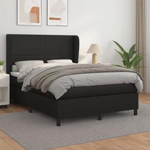 VidaXL Boxspring met matras kunstleer zwart 140x190 cm