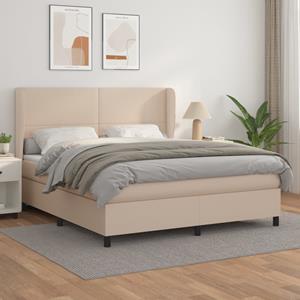 VidaXL Boxspring met matras kunstleer cappuccinokleurig 160x200 cm