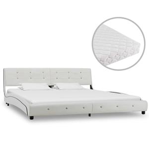 VidaXL Bed met matras kunstleer wit 180x200 cm