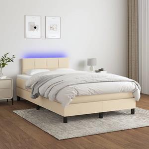 VidaXL Boxspring met matras en LED stof crèmekleurig 120x200 cm