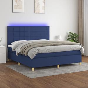 VidaXL Boxspring met matras en LED stof blauw 180x200 cm