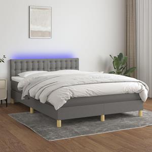 VidaXL Boxspring met matras en LED stof donkergrijs 140x200 cm