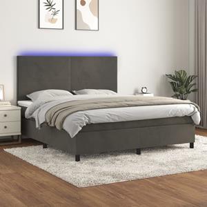 VidaXL Boxspring met matras en LED fluweel donkergrijs 160x200 cm