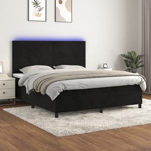 VidaXL Boxspring met matras en LED fluweel zwart 160x200 cm